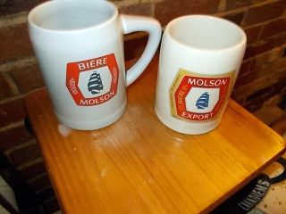Set Of Two (2) Iconic Canadian Ceramic Beer Steins - Molson Export - French/eng