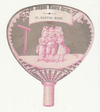 Simpson Mineral Spring So Easton Ma Girls Hugging On Clown Fan Vict Card C1880s