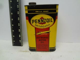 Full Vintage Pennzoil Outboard Boat Motor Engine Oil Advertising Full Can