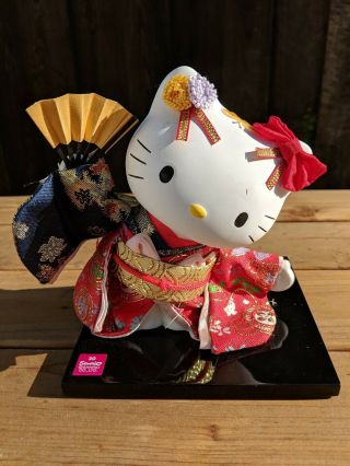 Hello Kitty Kabuki Geisha Porcelain Doll W/ Fan - Rare 2012 Sanrio