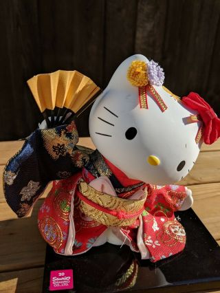 Hello Kitty Kabuki Geisha Porcelain Doll W/ Fan - RARE 2012 Sanrio 4