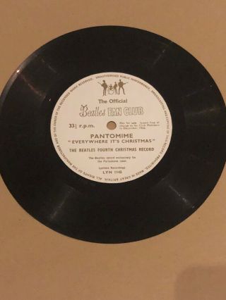 The Beatles Memorabilia Official Fan Club Record 1966 - Very Rare Flexi Disc