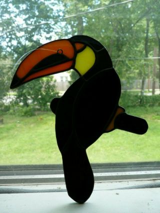 Toucan Tropical Bird Suncatcher Stained Glass 7 " Handmade