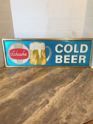 Vintage Schaefer Beer - Brewing Advertising Wall Sign 3 - D.  Cold Beer 24 X 8
