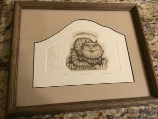 Vintage Framed Print Cheshire Cat Signed And Numbered