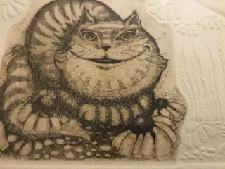 VINTAGE FRAMED PRINT CHESHIRE CAT SIGNED AND NUMBERED 2