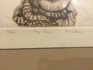 VINTAGE FRAMED PRINT CHESHIRE CAT SIGNED AND NUMBERED 3