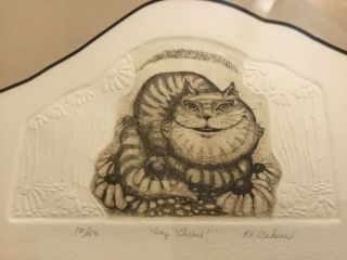 VINTAGE FRAMED PRINT CHESHIRE CAT SIGNED AND NUMBERED 4