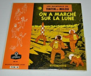 Tintin Et Milou On A Marche Sur La Lune Lp Record 1960s Herge Rare