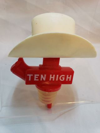 Vintage Ten High 10 Gallon Cowboy Hat Whiskey Bottle Pourer Top