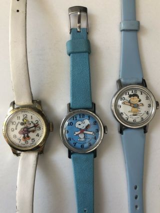 3 Vintage Children’s Watches Minnie - Snoopy - Lucy