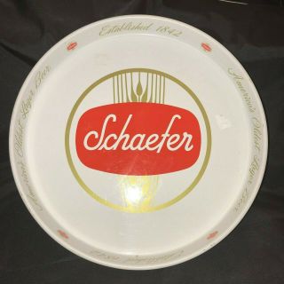 Vintage 1960s Schaefer Beer Serving Tray 12 " Sign Tin Metal Brewery Collectible