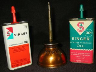Vtg Singer Sewing Machine Metal Oil Can Bottle Cap 30 Cents 4 Ounce Antique Old