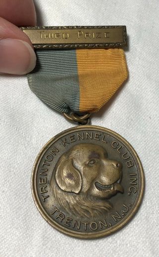 Trenton Kennel Club Third Prize Bronze Medal Medallion Antique