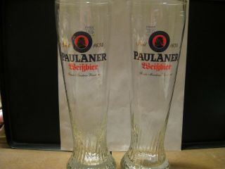 Paulaner Munchen Weisbier 0.  5l Swirl Pilsner Beer Glasses