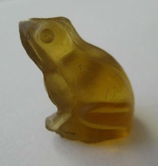 Vintage Antique Czech Glass Golden Yellow Frog Charm Cracker Jack Figurine