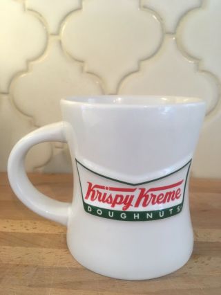 Vintage Krispy Kreme Doughnuts Coffee Mug Heavy Diner Style Ivory Retro Vtg Cup