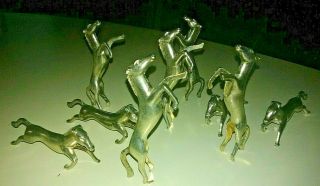 Vintage Metal Horse Figural Knife Rests Set Of 9 Metal Sculpted Rearing Horses