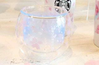 2019 Starbucks Japan Sakura Clear Drop Double - Wall Glass Cup 237ml Series 1