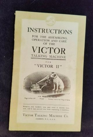 Old Instruction Booklet Victor Talking Machine Co Camden Nj Victor Ii Records