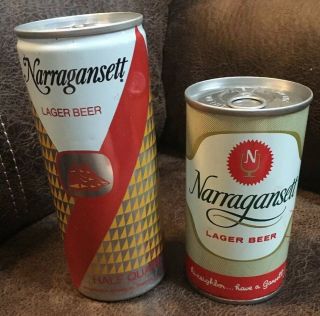 Narragansett Half Quart Lager Beer Can W/tab & Lager Beer 12oz Can W/tab