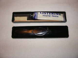 Wwii Us Army Toothbrush,  Toothpaste Holder W/ Listerine Tooth Paste Personal