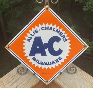 Vintage Allis Chalmers Ac Porcelain Service Sales Pump Sign