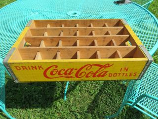Vintage Coca Cola Yellow Wood Crate Case Bottle,  Baltimore Md.  Dover Del.  69