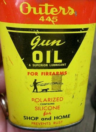 VINTAGE OUTERS LEAD SPOUT 3 OUNCE HOUSEHOLD OIL CAN & GUN OIL CAN 2