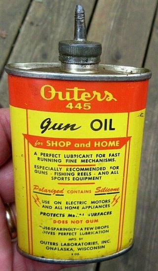 VINTAGE OUTERS LEAD SPOUT 3 OUNCE HOUSEHOLD OIL CAN & GUN OIL CAN 4