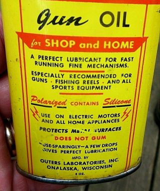 VINTAGE OUTERS LEAD SPOUT 3 OUNCE HOUSEHOLD OIL CAN & GUN OIL CAN 5