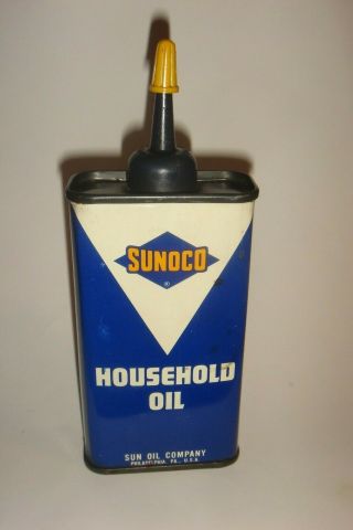 Vintage Sunoco Household Oil Handy Oiler Tin Can