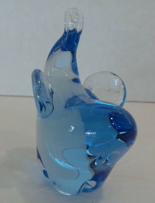 Blue Art Glass Elephant Figurine Paperweight Hand Blown 3