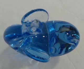 Blue Art Glass Elephant Figurine Paperweight Hand Blown 4