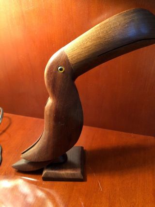 Toucan Bird Hand Carved Wood Teak 11” Brasil Figurine Collectible