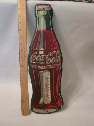 Vintage Coca Cola Pop Soda Bottle Advertising Tin Sign Thermometer Beverage