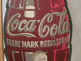 Vintage coca cola pop soda bottle advertising tin sign thermometer beverage 3