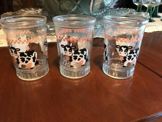 Vintage Bama Jelly Jars (set Of 3 Glasses) 3 Cows