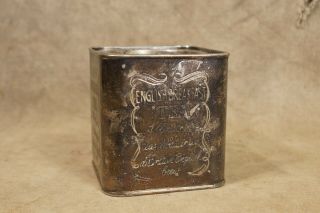 Vintage English Breakfast Tea Silver Plate Tin Container 3