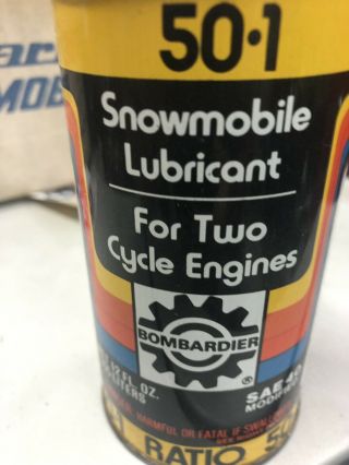 Vintage Ski Doo Bombardier Snowmobile Collectible Oil Can Full