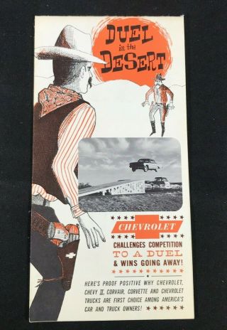 Vtg 1961 Chevrolet Advertising Brochure Duel In The Desert Chevy Ii Corvette