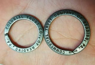 Vtg 1900s Keyring Advertising Commercial Colonial Trust Co Reading Pa Bank Vault