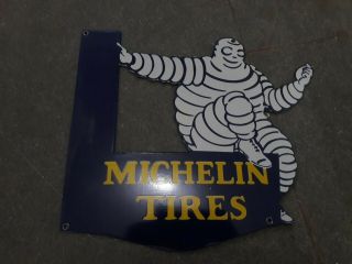 Porcelain Michelin Tires Service Enamel Sign Size 13 " X 12 " Inches