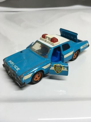 Matchbox Kings Plymouth Gran Fury Nyc Police Car Blue 1979 Made In England
