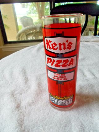 Vintage Ken ' s Pizza Drinking Glass 6 3/4 