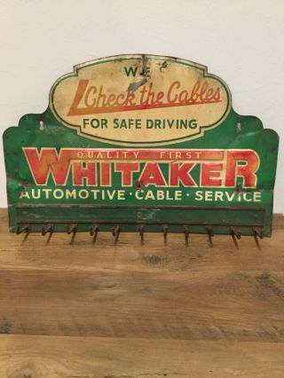 Vintage Whitaker Battery Cables Display Rack Metal Advertising Sign