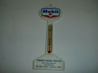 Mobil Gas/ Oil Plastic Pole Thermometer Overton Nebraska