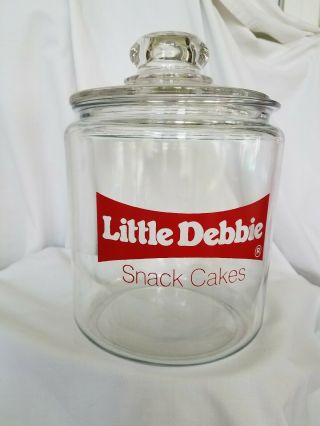 Vintage Little Debbie Snack Cakes Glass Cookie Jar Store Counter Display