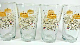 Spoetzl Brewery Shiner Birthday Beer Pint Glasses Set Of 4 Collectible Rare
