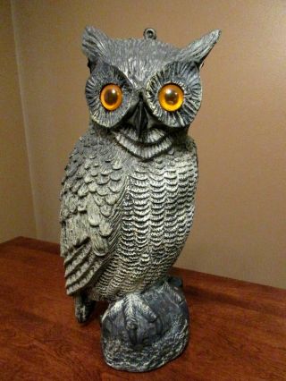 Vintage Hooter Owl Hard Plastic Decoy Garden Decor Blow Mold - 17 " -